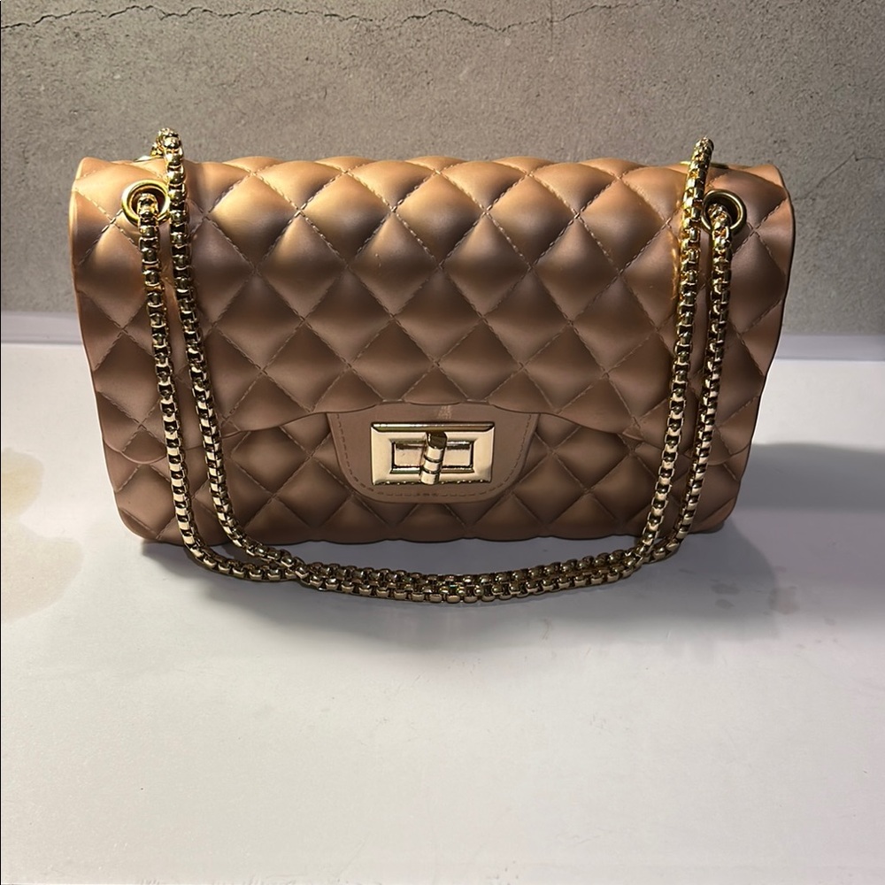 Elegant Quilted Light Pink Chain Shoulder Jelly Bag